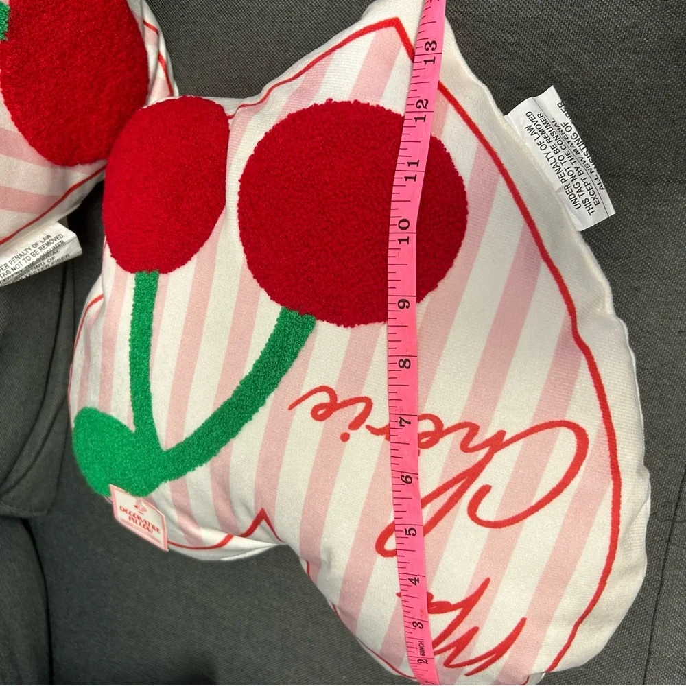 Target‎ Heart Ma Cherie Cherries Pink Throw Pillow Set Of 2 NEW 14 inches